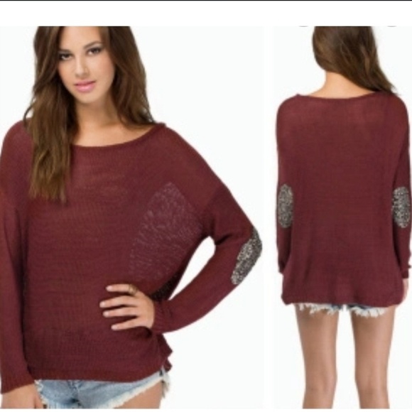 Tobi lightweight burgandy sweater Glam Elbow M/L - Picture 1 of 7